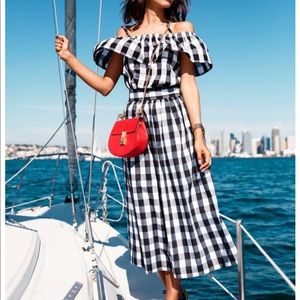 Maxi Dress/ summer black and white plaid dress